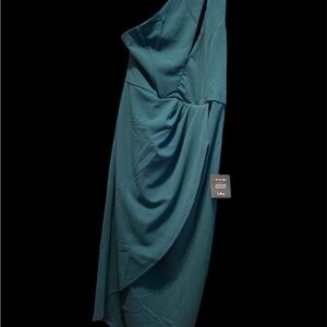 Lulus So Flirty Hunter Green One-Shoulder Cutout Asymmetrical Dress NWT